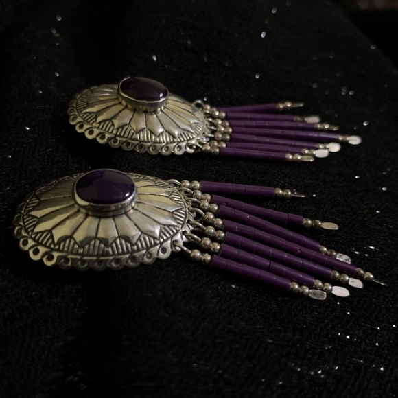 Vintage Hopi Purple Sugilite Concho earrings - Picture 2 of 9